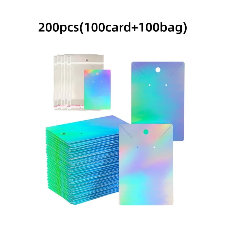 TEMU 200 Holographic Earring Card Paper Tags, Suitable For Diy Stud Earrings, Necklaces, And Jewelry Display, 100 Sets Of Earring Cards With For Jewelry Display And Packaging Supplies