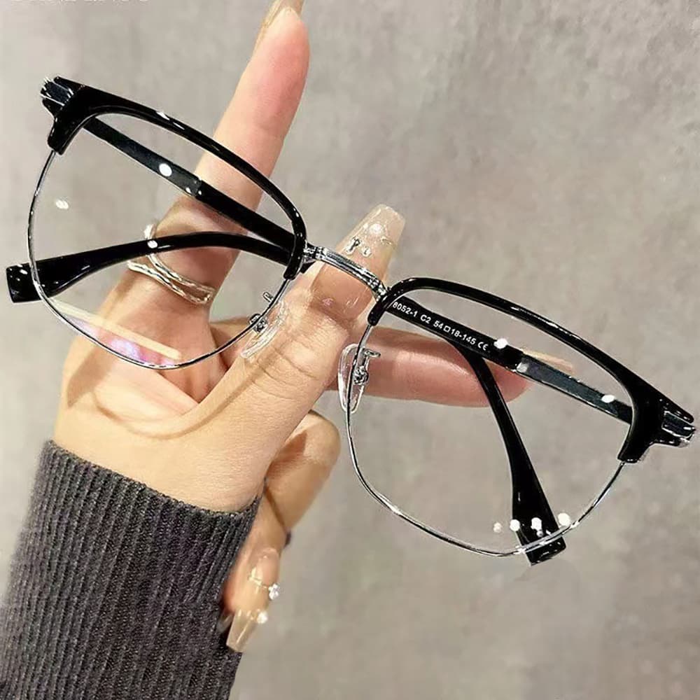 TEMU 1pc Half-frame Anti-blue High-definition High-value Metal Retro Sunglasses