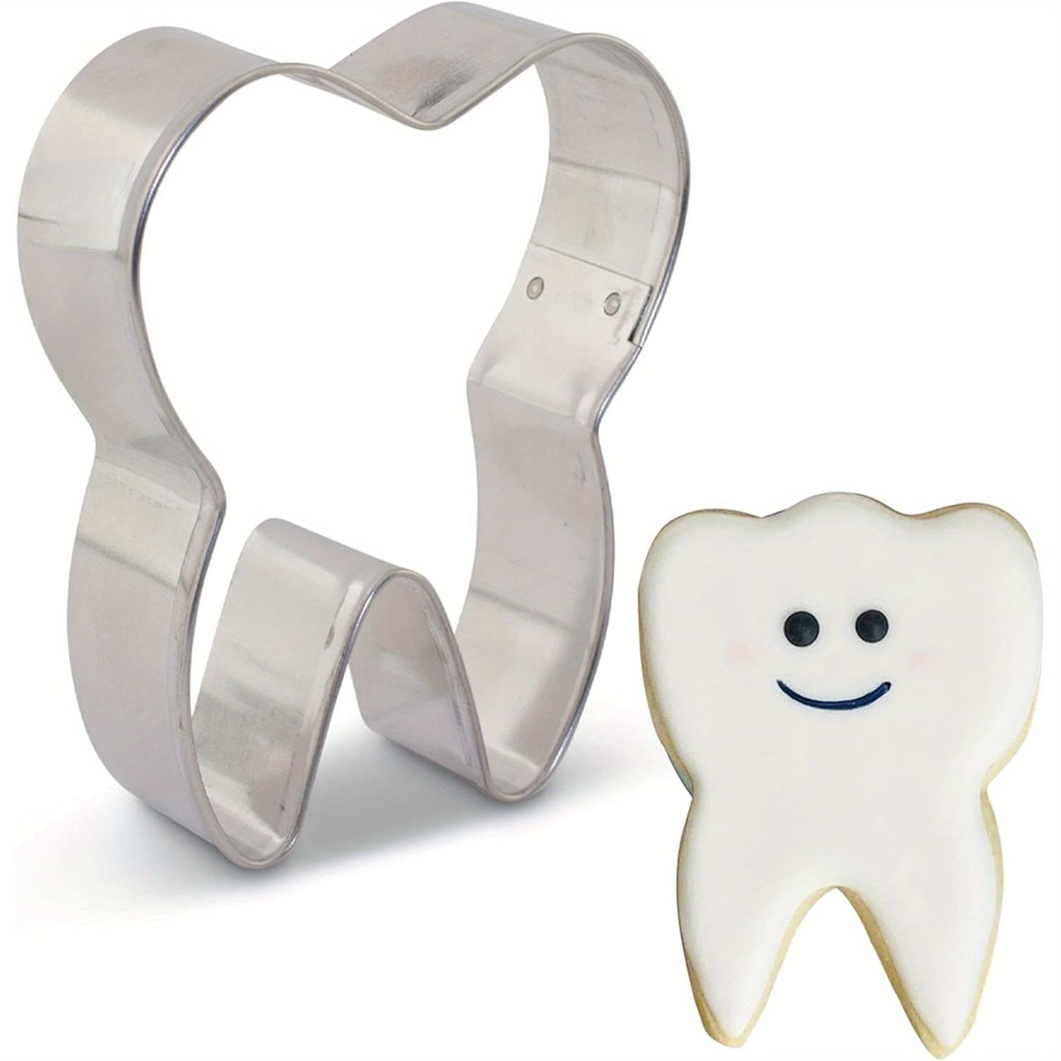 TEMU A Cookie Cutter Shaped Like A Tooth, Made Of Stainless Steel, Perfect For Cute Cartoon Tooth-shaped. Ideal For Baking, Essential For Kitchens And Catering, Suitable For Spring And Easter Baking