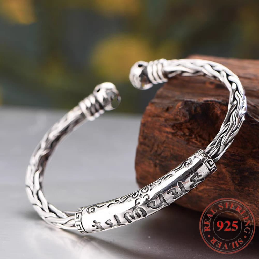 TEMU 925 Sterling Motto Bracelet, Six-character Motto, Retro And Fashionable, Simple And Elegant, Valentine's Day Gift