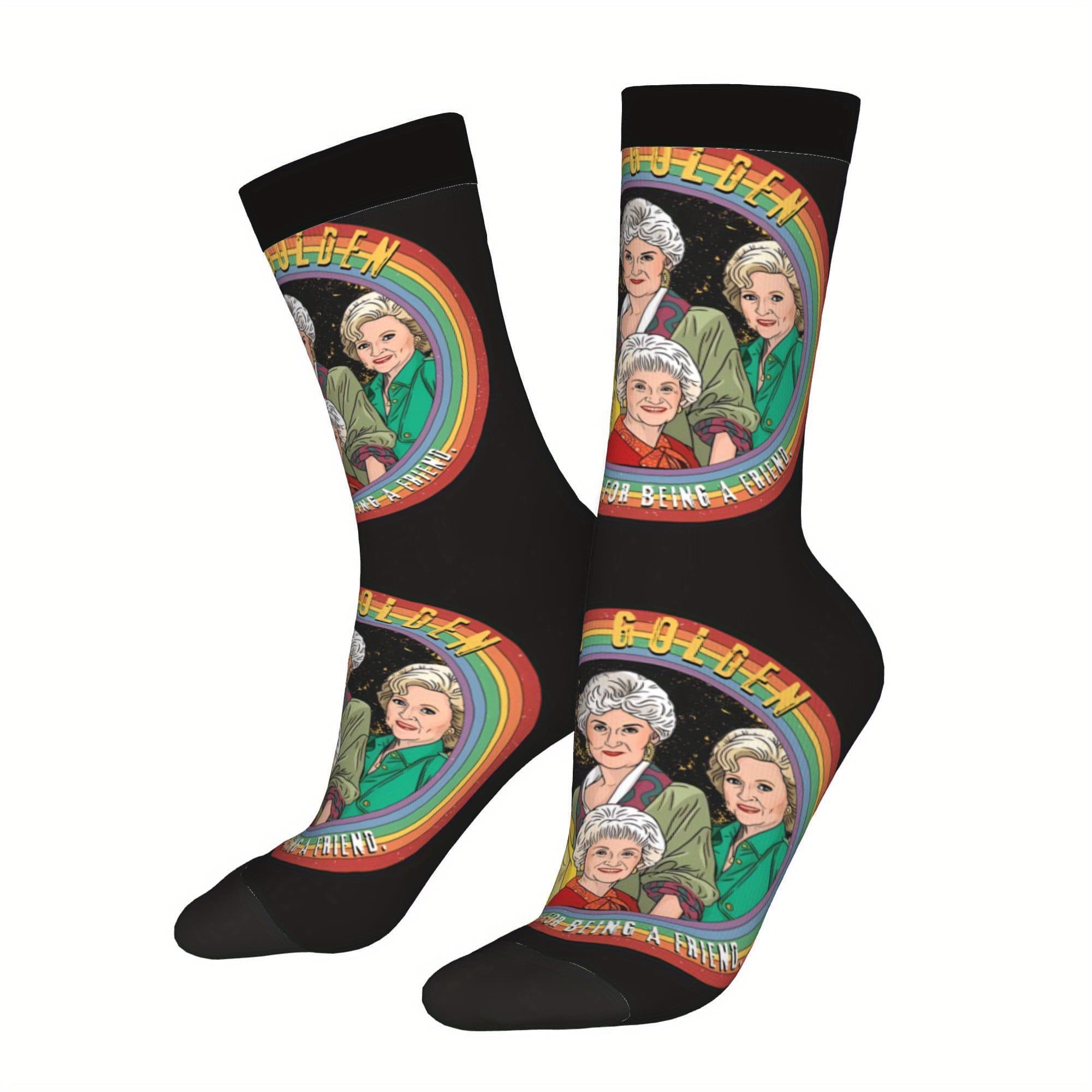 TEMU Golden Sock Printed For Man Polyester