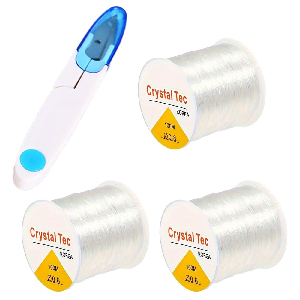 TEMU 3 Rolls Transparent Elastic Cords Elastic Beading Rope Stretch String For Diy Bracelets & Necklaces, Jewelry Making Supplies