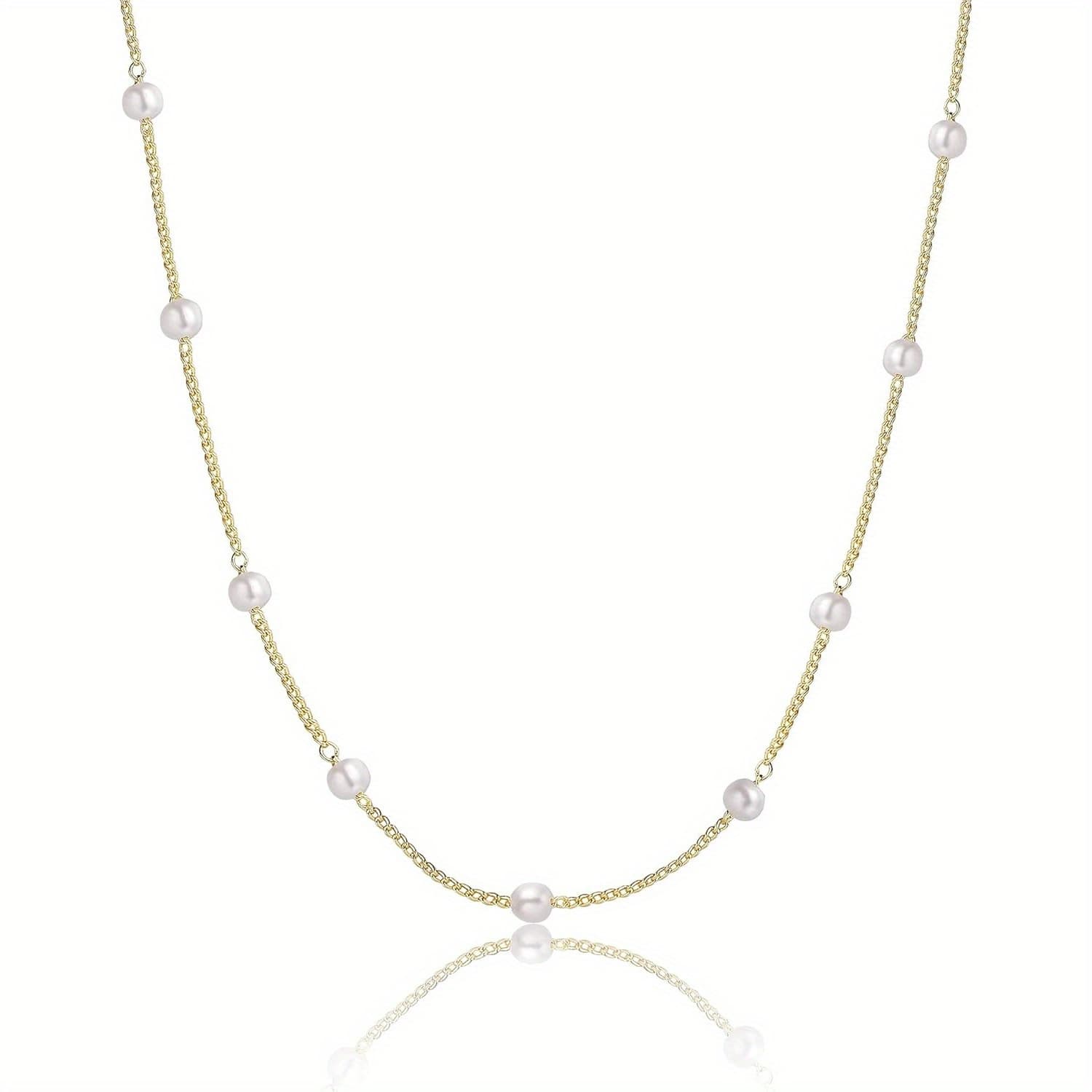 TEMU Exquisite Pearl Pendant Necklace 14k Golden Plated Hand-layered Exquisite Layered Necklace Daily Jewelry Gift