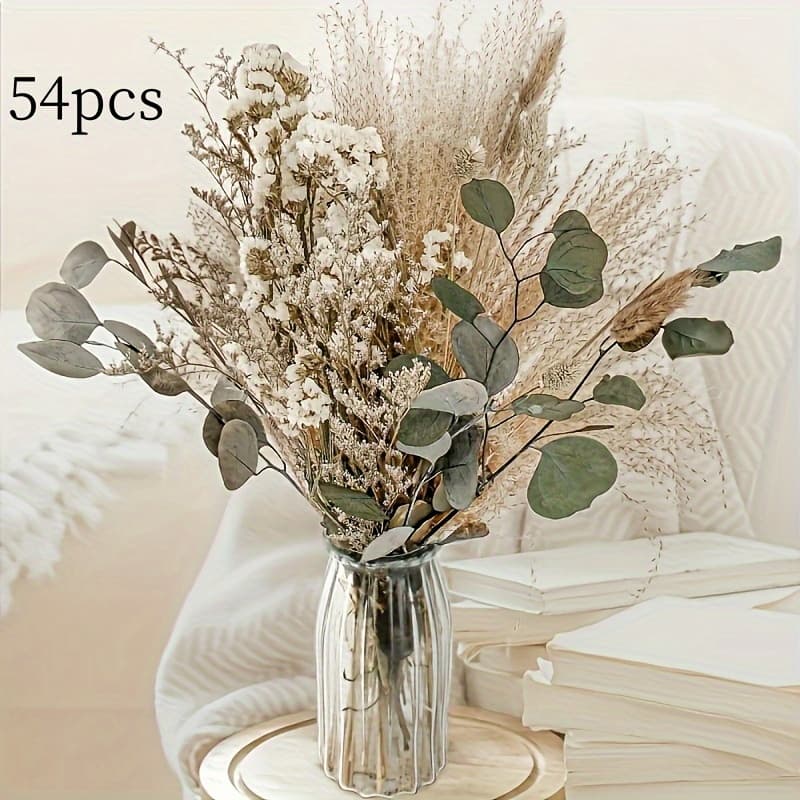 TEMU 54-pack Pampas Grass - Bohemian Wedding Centerpieces And Home Decor, Fluffy Vase Fillers For Coffee Shops/ ()