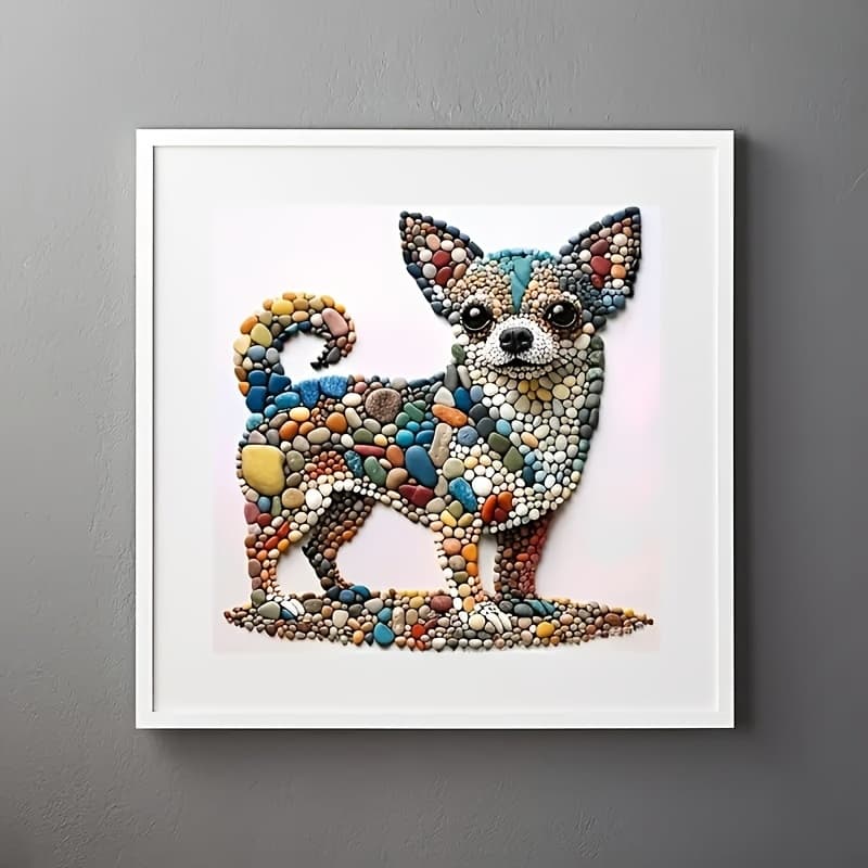 TEMU 5d Diamond Painting Kit Featuring Dog Stone - Complete Round Artwork, Ideal For Decorating Bedrooms, Living Rooms, , Or Bathrooms - An Gift For The Holidays