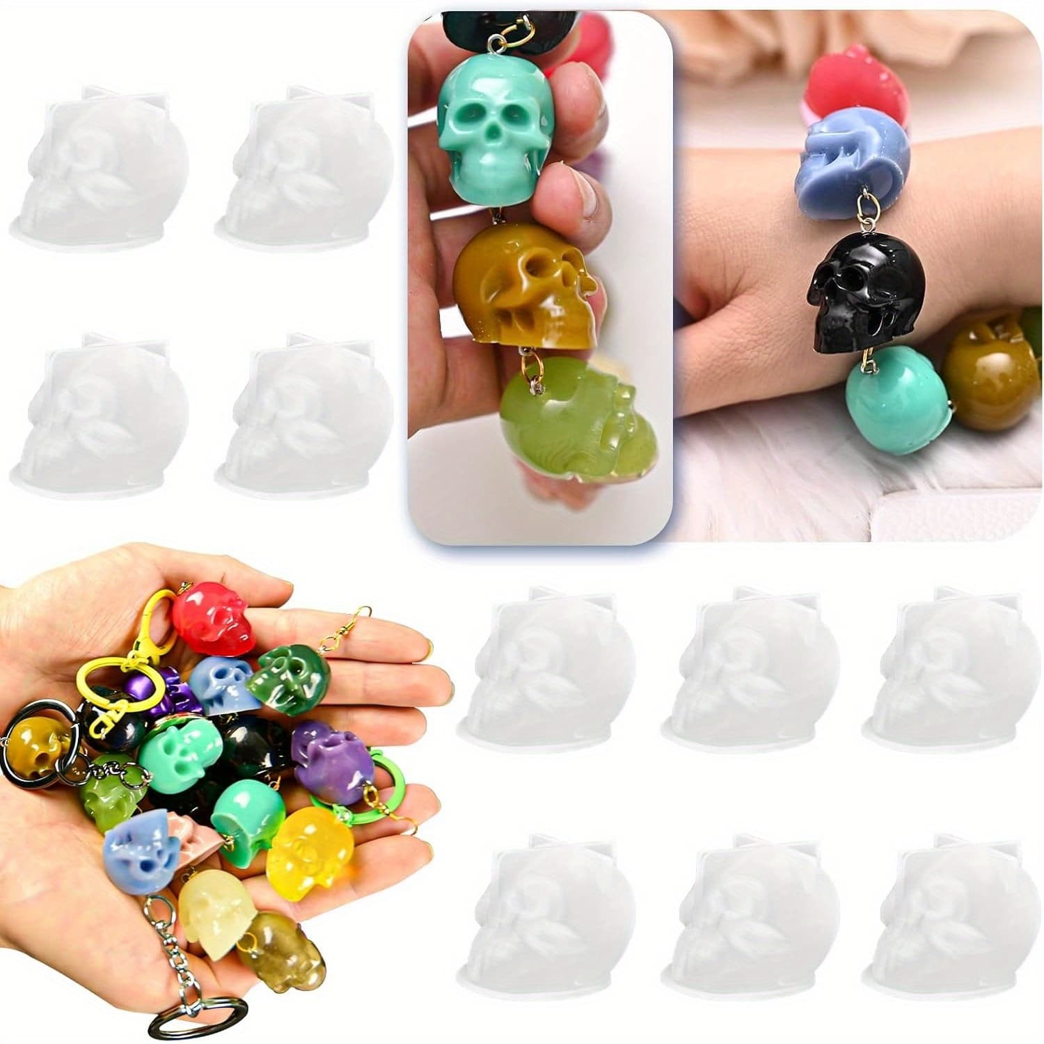 TEMU Set Of 10 Small -shaped Resin Molds, Perfect For Halloween-themed Epoxy Resin Projects, Including, Bracelets, Earrings, And Candle String Lights For Festive Decorations