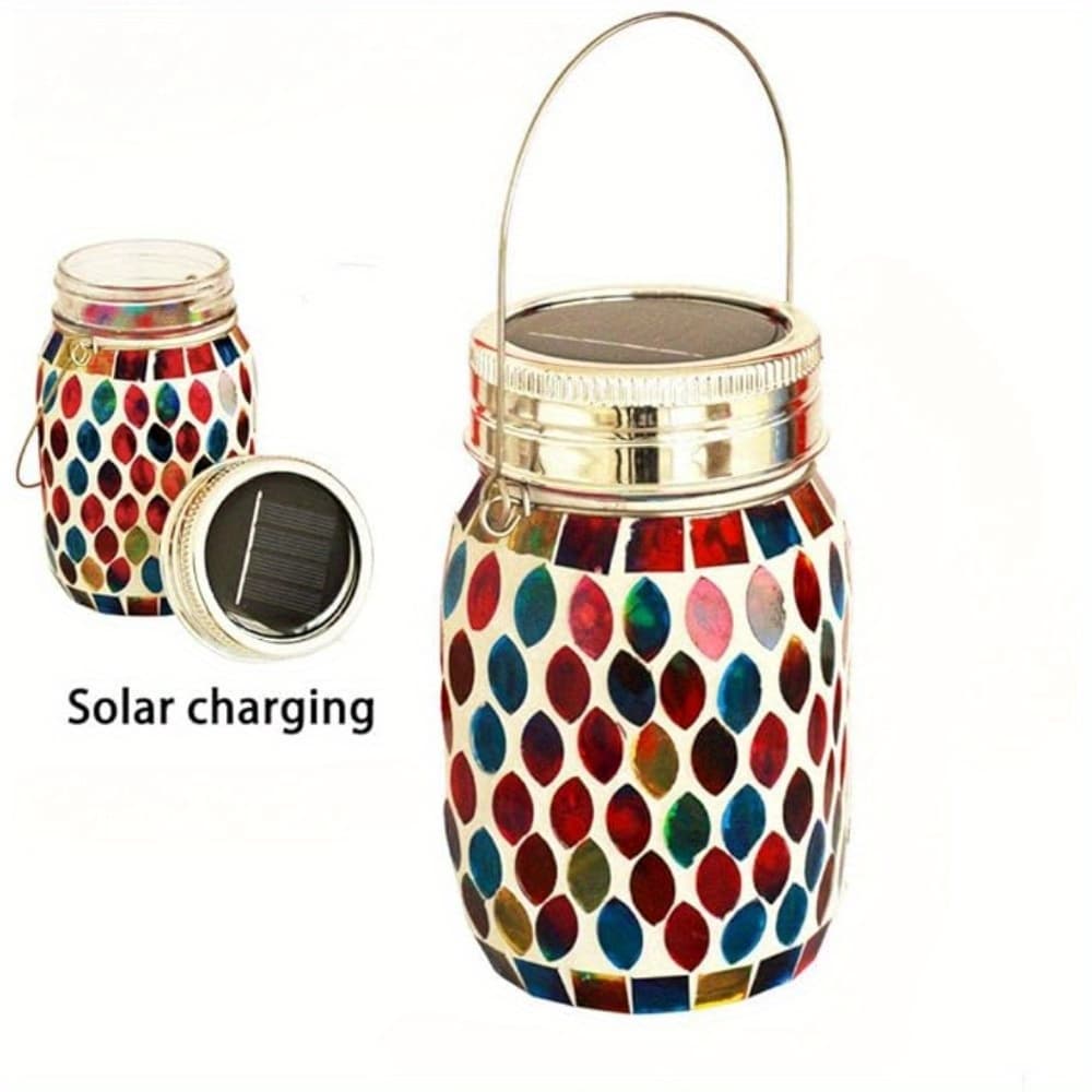 TEMU Mosaic Solar Lanterns Outdoor Hanging Lights Solar Table Lamps Metal Decorative Mosaic Glass Lights Outdoor Solar Night Lights For Garden For Patio For Pathway & Yard Decor