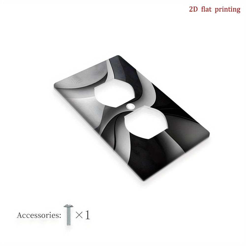 TEMU Modern Abstract Art Light Switch Cover Featuring A Black And Curve Design, Suitable For Indoor And Outdoor Settings, Ideal For Enhancing The Decor Of Bedrooms, Kitchens, And Bathrooms