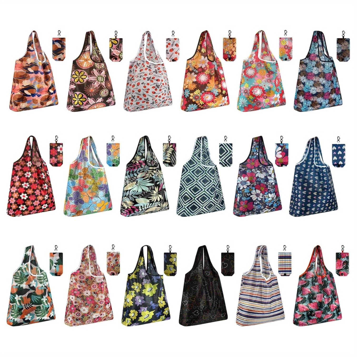 TEMU 18/36pcs Reusable Grocery Bags - Foldable, Cute Tote Bags - Waterproof Nylon36