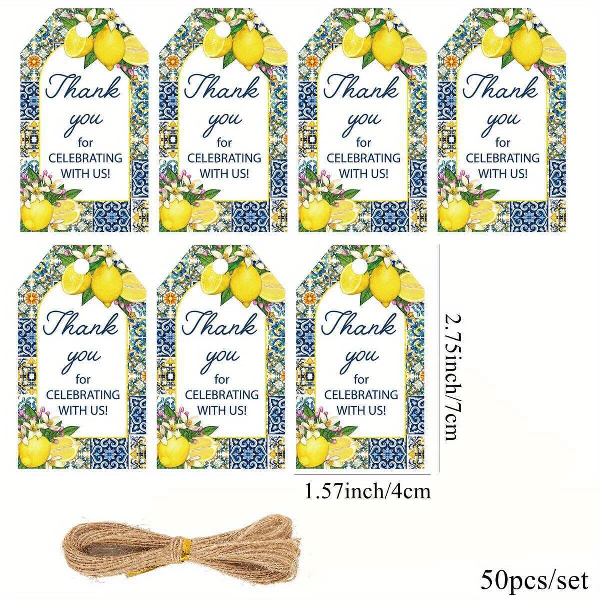 TEMU 50pcs Lemon Thank You Paper Tags Lemon Hanging Label For Summer Lemon Party Decoration Diy Gifts Wrapping