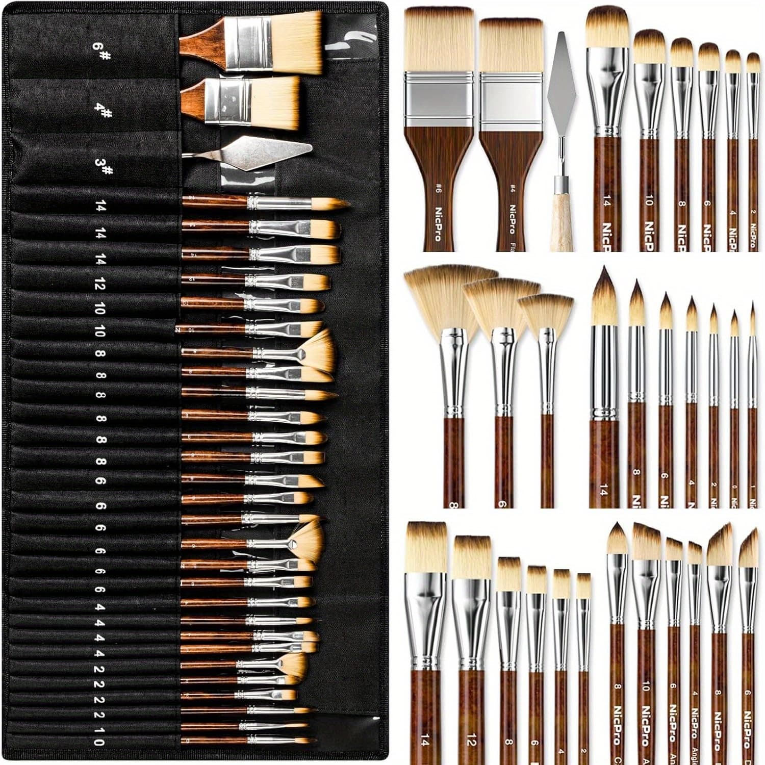 TEMU Grain Brown Canvas Bag With Golden-tone - 801 Brush Holder For Professional & Home Use, Durable Storage Solution For Artists, Artists Supplies, Elegant Design, Sturdy Construction