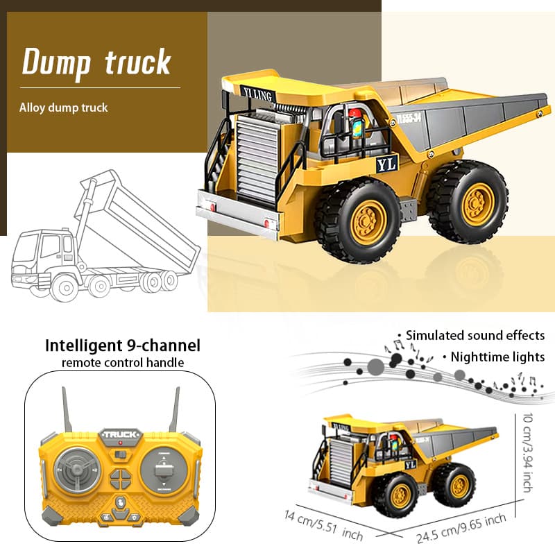 TEMU Remote Control Dump Truck Toy, 2.4ghz Remote Control Truck Toy With Light, 8+years Old Boy Building Toy, Christmas Birthday Gift