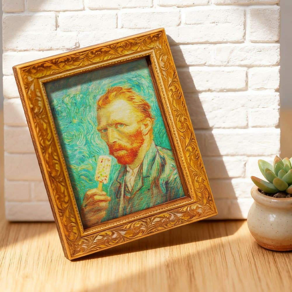 TEMU 1pc Van Fridge Magnet - Miniature Wood Wall Art Suitable & Home Decor, Wood Painting, Iconic Van Portrait Gift For Art Lovers