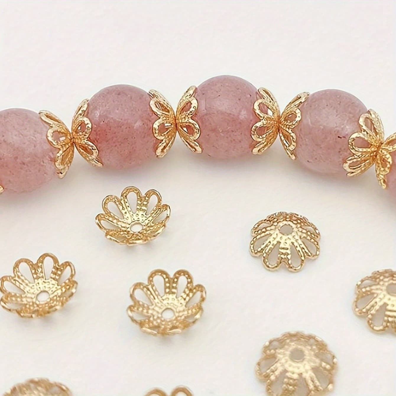 TEMU 30pcs Flower Shaped Bead Hat Decorations, Gorgeous Golden And Silvery Spacers, Perfect For Diy Necklace, Bracelet, Jewelry Making, Small Business Supplies