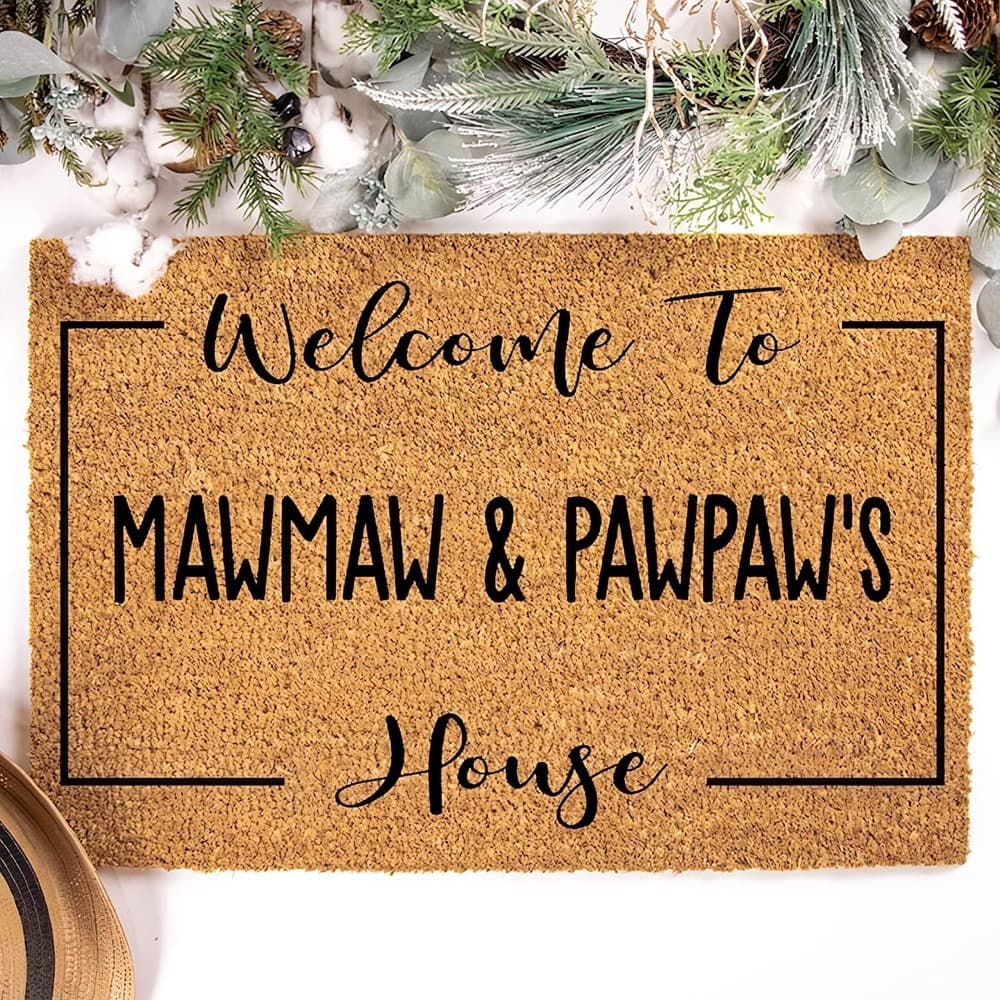 TEMU Welcome Door Mats Welcome To Mawmaw & Housegrandparent Grandparents Floor Mat Front Doormat Indoor Door Rug Kitchen Bathroom Decor Non Slip Rugs For Entryway, Areas Sizes: 24x16 Inch & 30x18 Inch