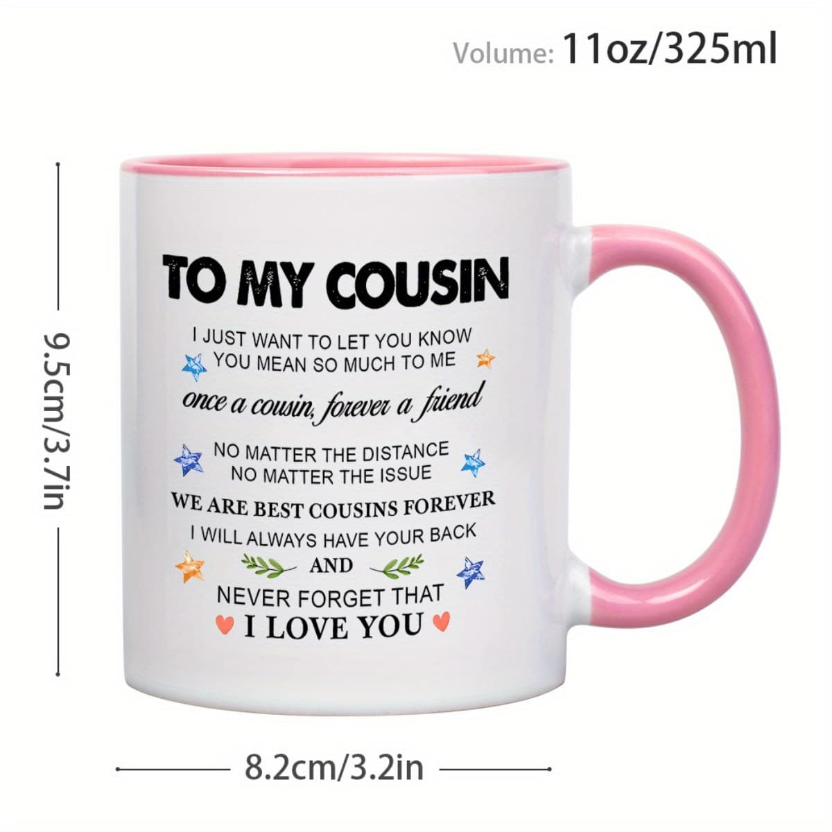 TEMU Single Coffee Mug, 11oz For Cousin: Ceramic Cup - 'to My Cousin' Message For Kitchen Use, Reusable And Ideal Gift Unique Mugs, Innovative Design