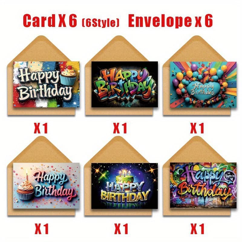TEMU 12pcs Birthday Card Invitation Set With Envelopes For Father's Day, , Thanksgiving - Suitable For , 12pcs Fun Birthday Cards, Family, , And Colleagues' Birthday Gift Invitations
