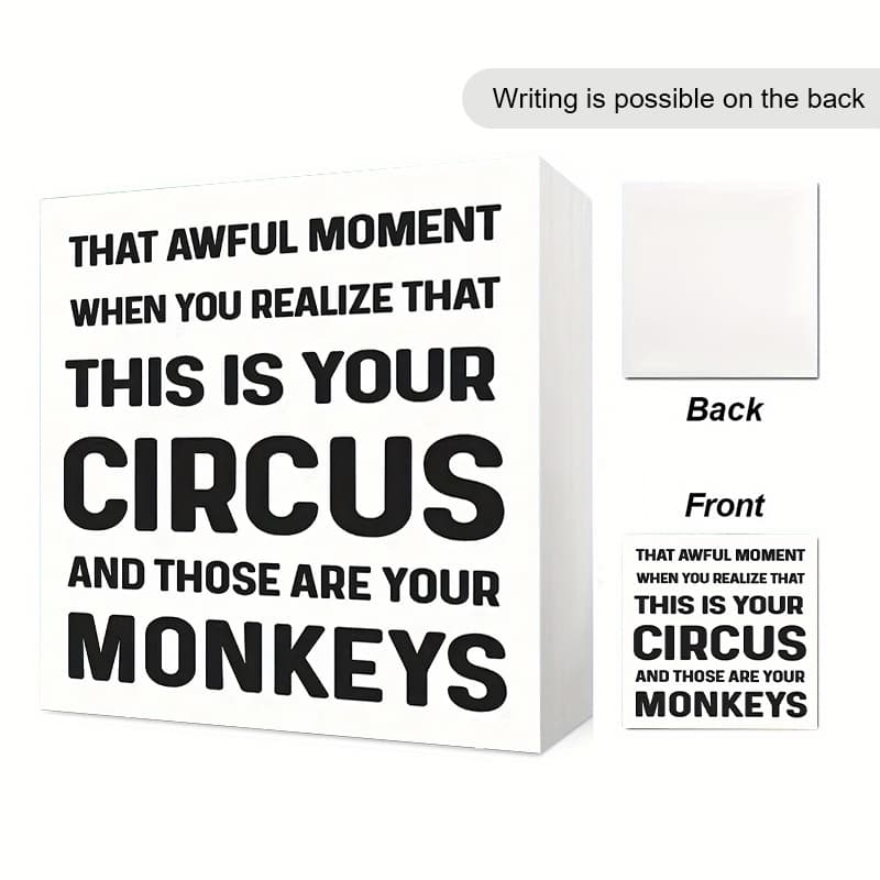 TEMU Funny Office Desk Sign, "your Circus, Your Monkeys" Quote, Plastic Floor Mount Gag Gift, 3.94" X 3.94", Humorous Appreciation Present For , Manager, Coworker