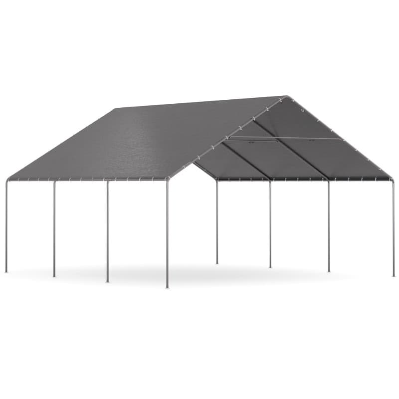 TEMU 20x20 Heavy Duty Galvanized Steel Carport Canopy With Uv Protected Roof - Portable Outdoor Shelter Suitable For,, Driveways, Patios - Use, Setup, Metal Frame Cover