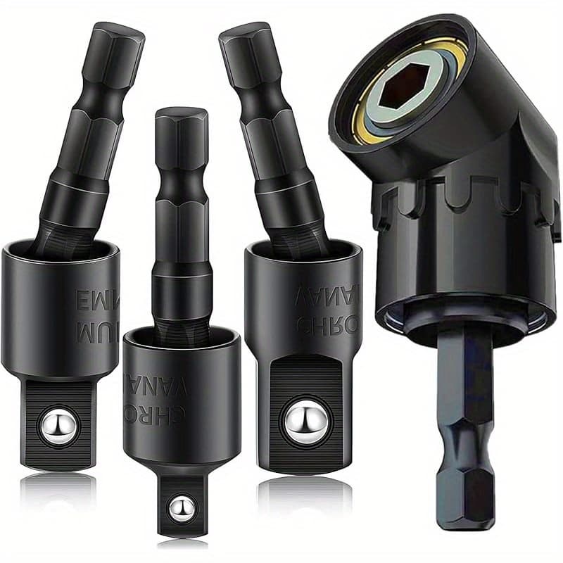 TEMU Impact Tool Set, With Plug Adapter, 360° Rotatable Hexagonal Handle Impact Driver Sleeve Adapter, Square Head Anti-fracture Design, No , Suitable For 1/4", 3/8" And 1/2" Impact Drivers