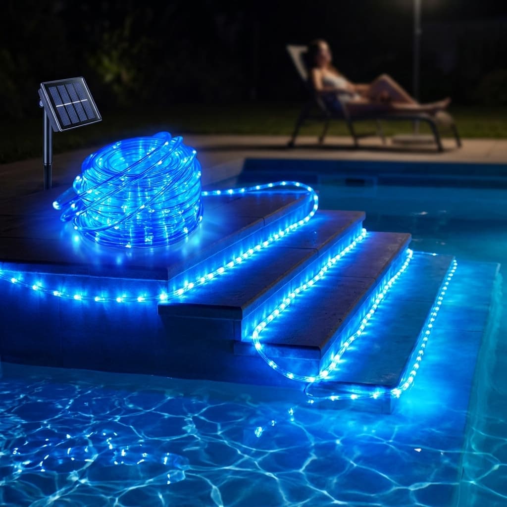 TEMU Outdoor Solar Led String Lights, Flexible Fairy Lights For Pool, Fountain, Wedding Decor 105/72/40/23ft, 300/200/100/50leds