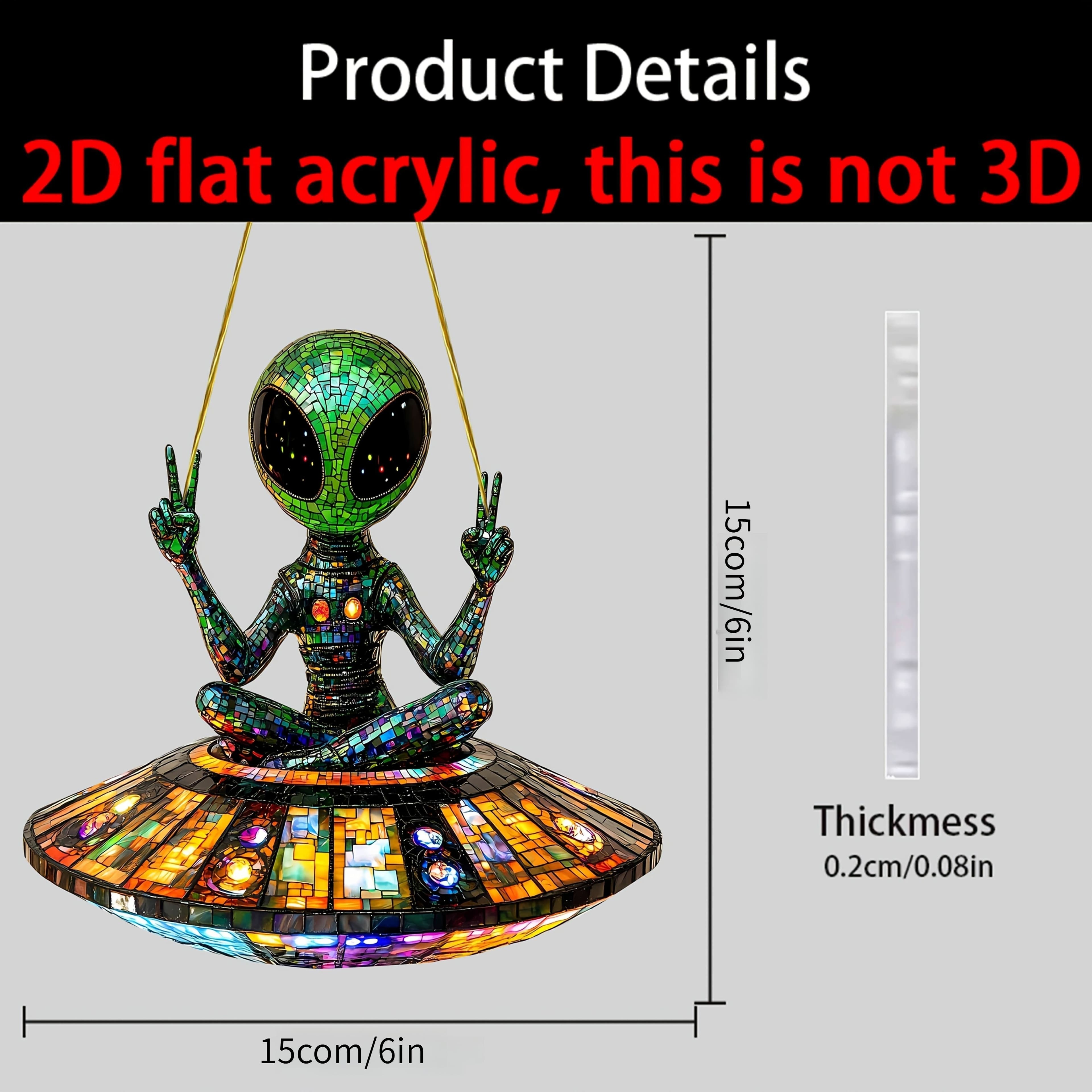 TEMU 2d Flat - 2d Plan, Bohemian Style Ufo Acrylic Sun Catcher -6-inch Multi Functional Window Hanging Decoration, Colorful Glass Effect, And Garden Gifts, Decoration, Space Room Decoration
