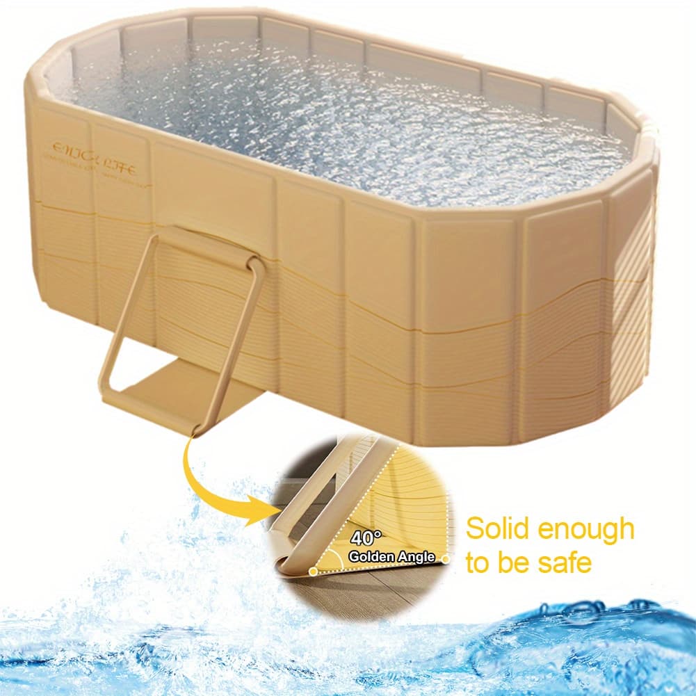 TEMU Foldable Portable Hot Tub Large Soaking Bathtub Dual Drainage Freestanding Bathtubs For Hot Bath And Ice Bath