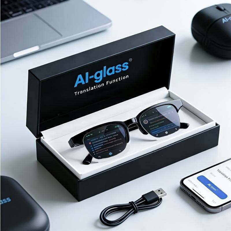 TEMU 2026 New Model Ai Smart Glasses, Multi-functional Cutting- Conference Real-time Translator, Chat Assistant And Listening To Music And Making Calls.