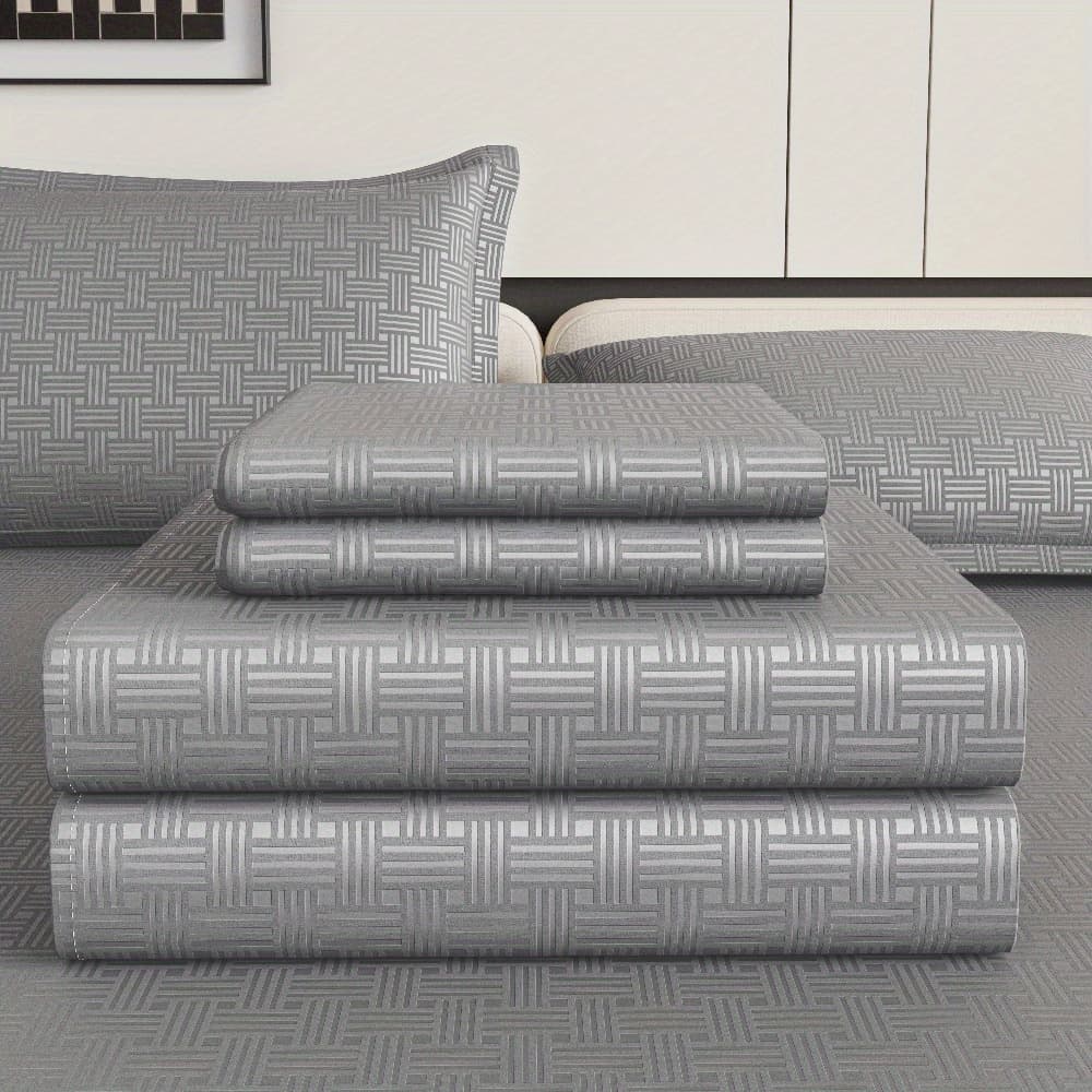 TEMU 4pcs Soft Coolinghotel-grade Bedding With Deep Pocket - Breathable Sheets (fitted, Flat, Pillowcases) - Wrinkle-resistant & -free, Ideal For Home, Travel, Holidays