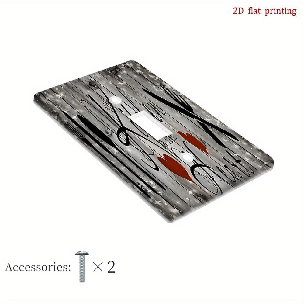 TEMU 1pc 2d Flat Printing Cutlery Design Light Switch Cover Plate, Outlet Cover Decorative Wall Plate Receptacle For Country Bathroom Decor, 2d Flat