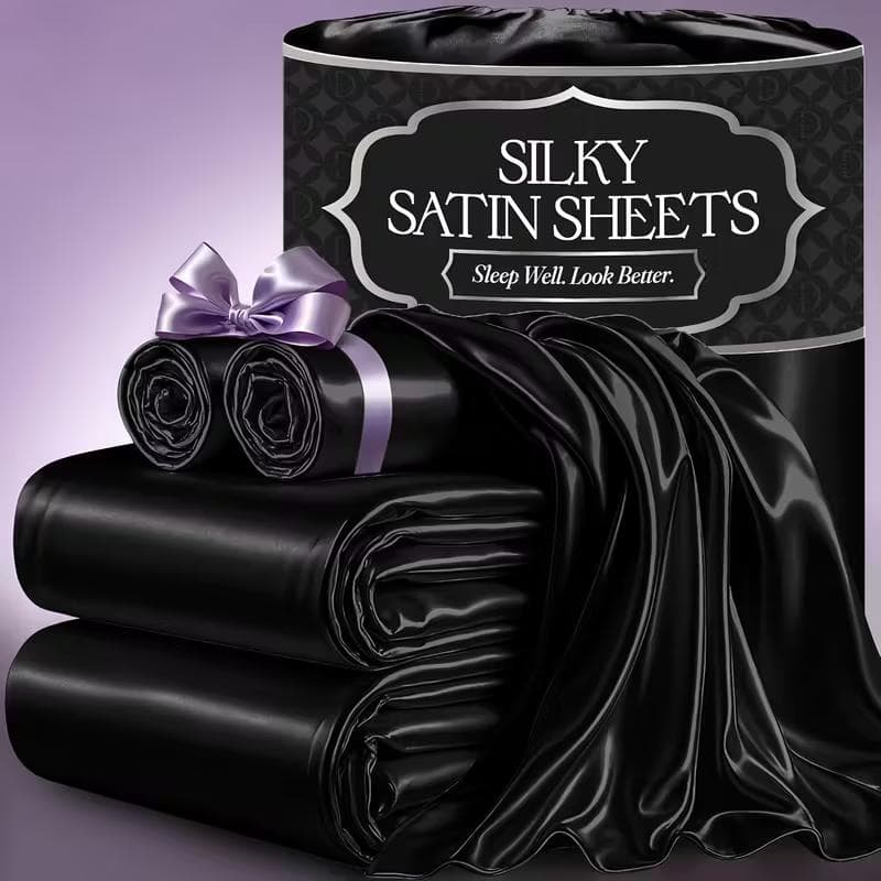 TEMU 3/4pcs 2100tc Satin Sheets Queen Size Bed Set-child Satin Bed Sheets Ultra Sheets Queen Set, Breathalbe Satin Bed Sheets Bed Sheets All Sizes Bedding For Bedroom 5 Star Experience W/ Satin Sheets