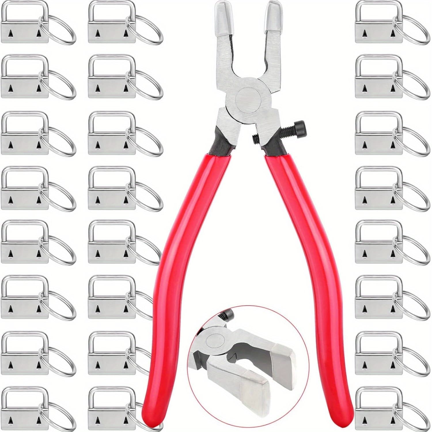 TEMU 50pcs Of 1-inch Lanyard Keychain Hardware Including Key Fob Pliers Tool For Keychain And Wristlet Clamp Supplies