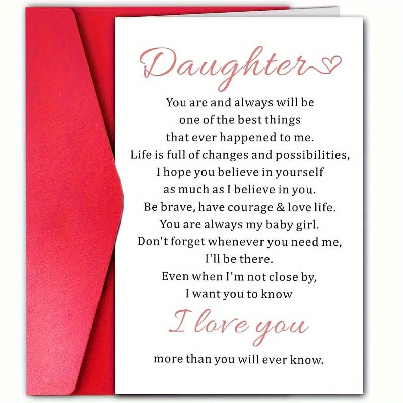 TEMU 1-pack, "daughter, Thing " Birthday Card With Envelope, For Family, And Daughters, And , Birthday Decoration, Cute Card For Daughter For Occasions