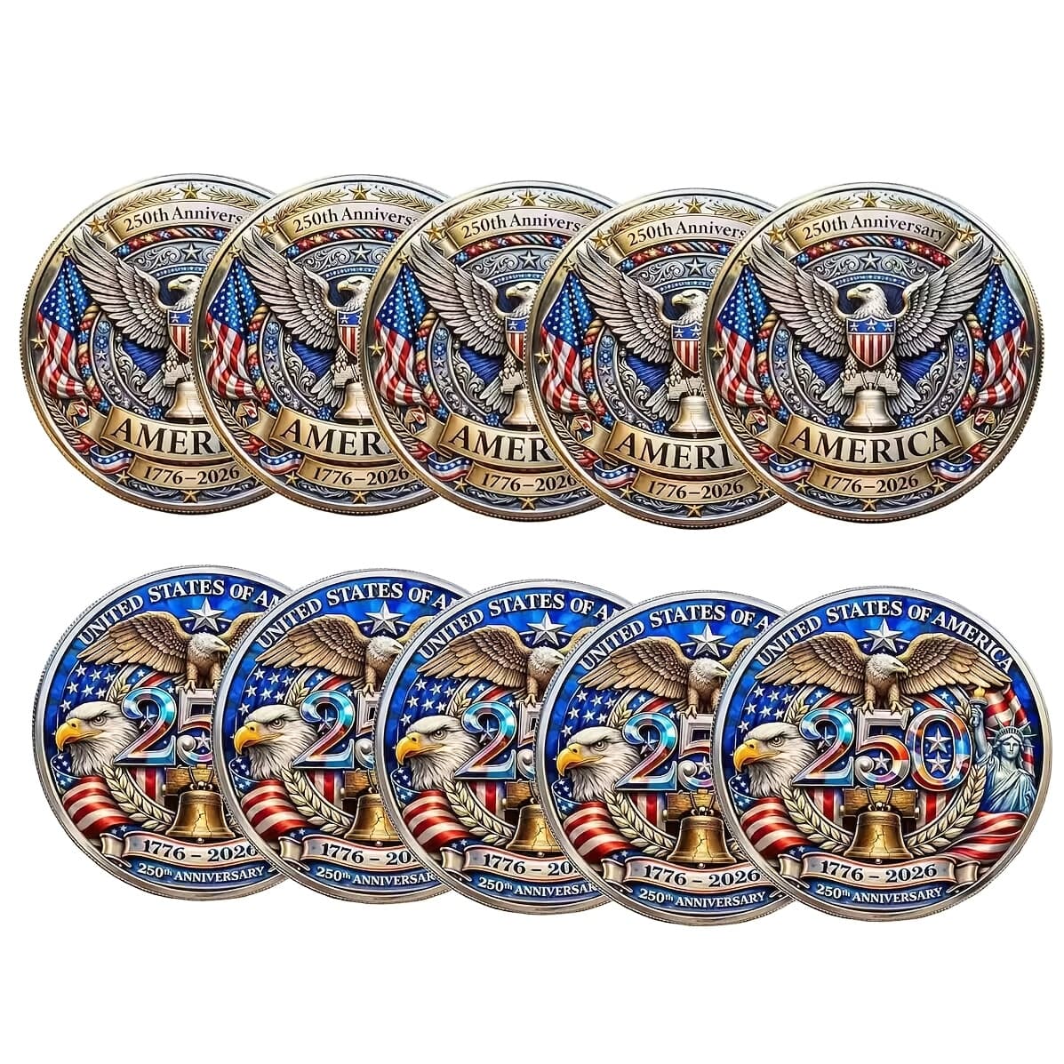 TEMU Replica Coin 10 Acrylic American 250th Anniversary Commemorative -1776-2026 Anniversary Commemorative , Featuring Dual Historical Patterns, 250th Anniversary Commemorative Gift