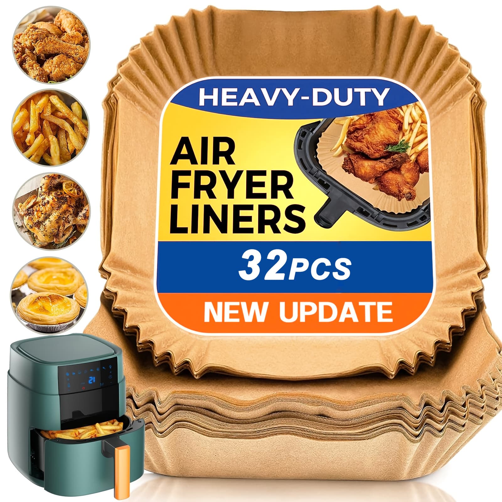 TEMU 32/120pcs Air Fryer Liners – , Oil-proof & No Mess Disposable Parchment Paper, Heat-resistant Baking Sheets For Big Meals, Fries, Chicken & Family Cooking