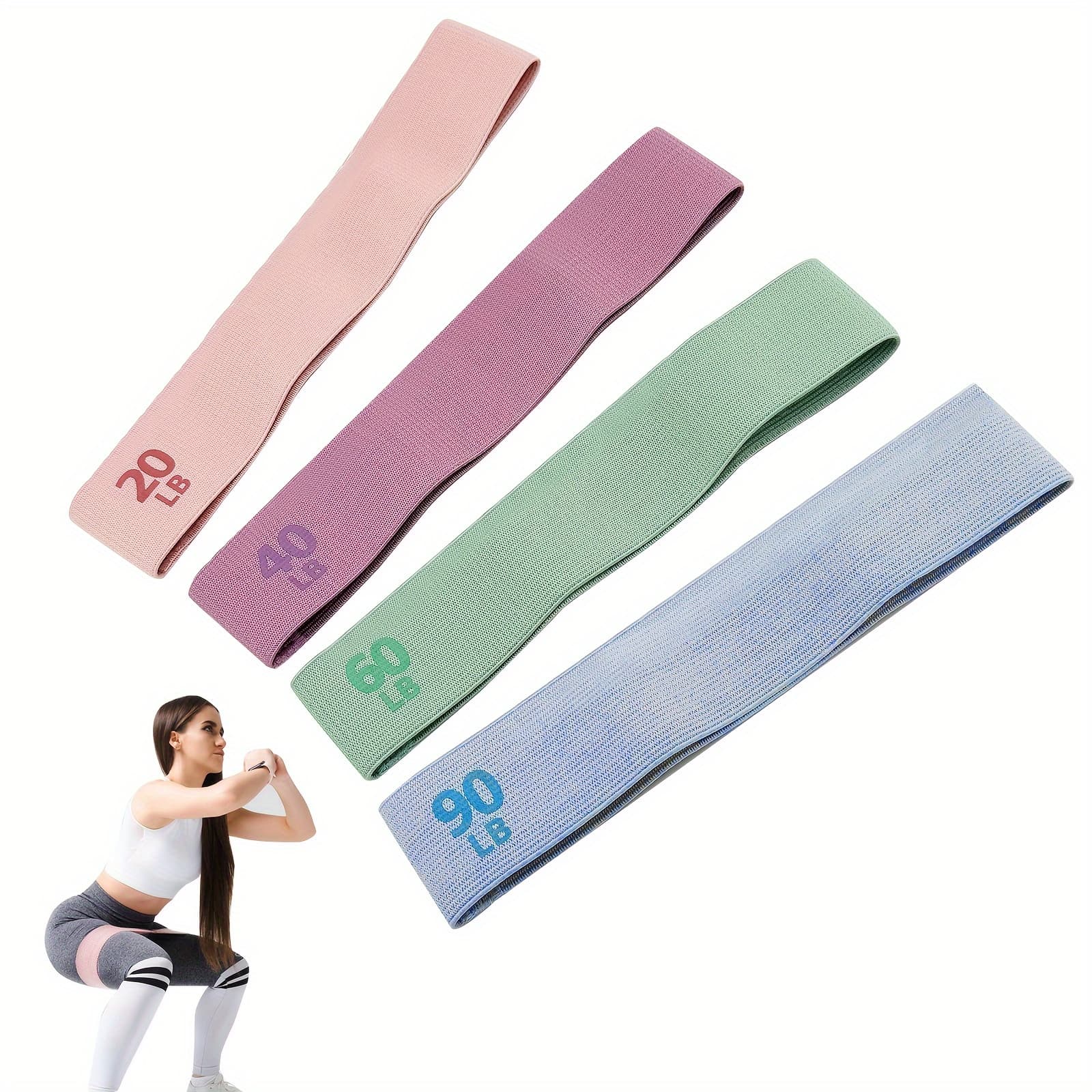 TEMU 4pcs Set | Non-slip, Varying Resistance Loop Bands For , Pilates, Yoga & Full-body Workout | Portable , Workout Bands | Versatile Pilates Bands | Polyester , Workout Bands | Medium Tension