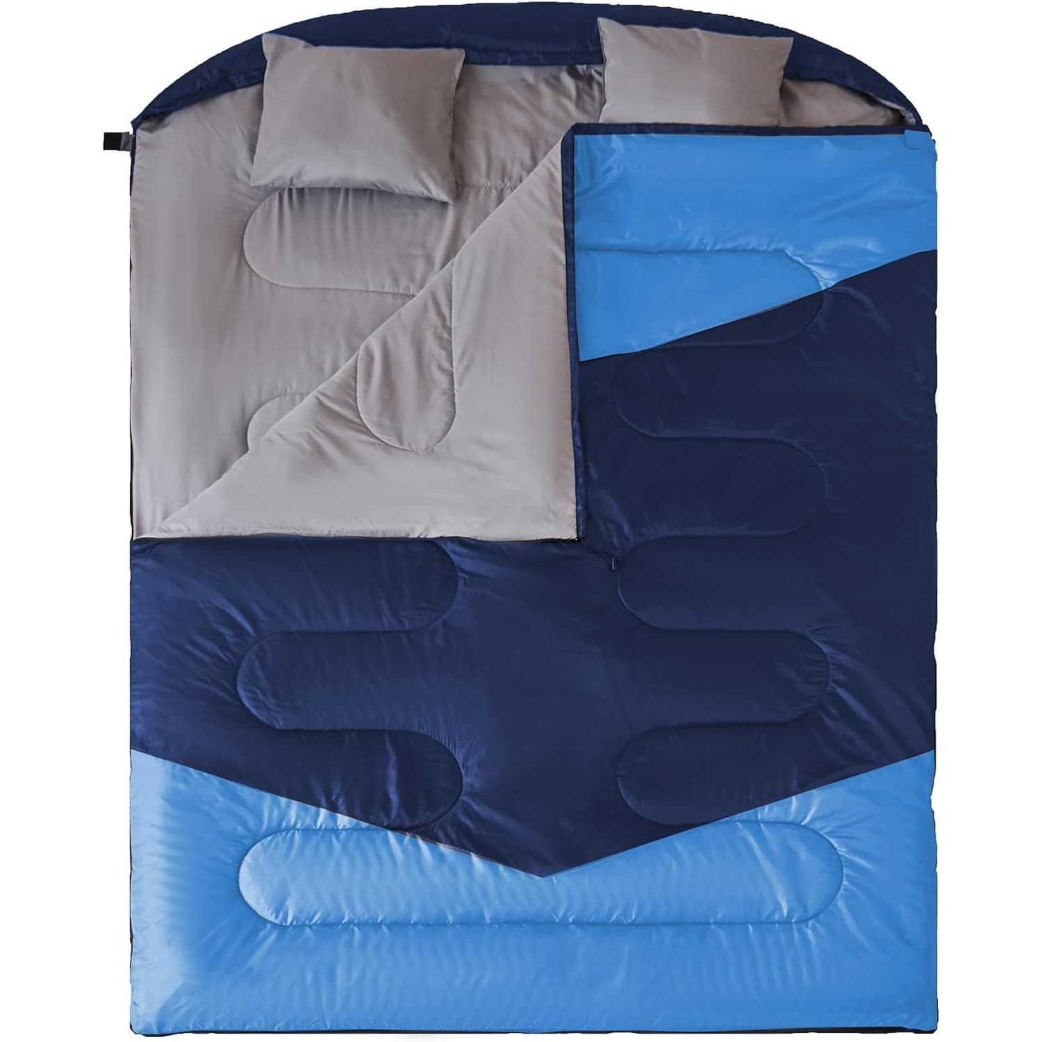 TEMU Double Sleeping Bag, Sleeping Bag With 2 Pillows, Queen Size Xl Bag For 2 People, Cold Warm Weather- 3 , High Quality Adults Sleeping Bag For Camping, Backpacking Or Hiking