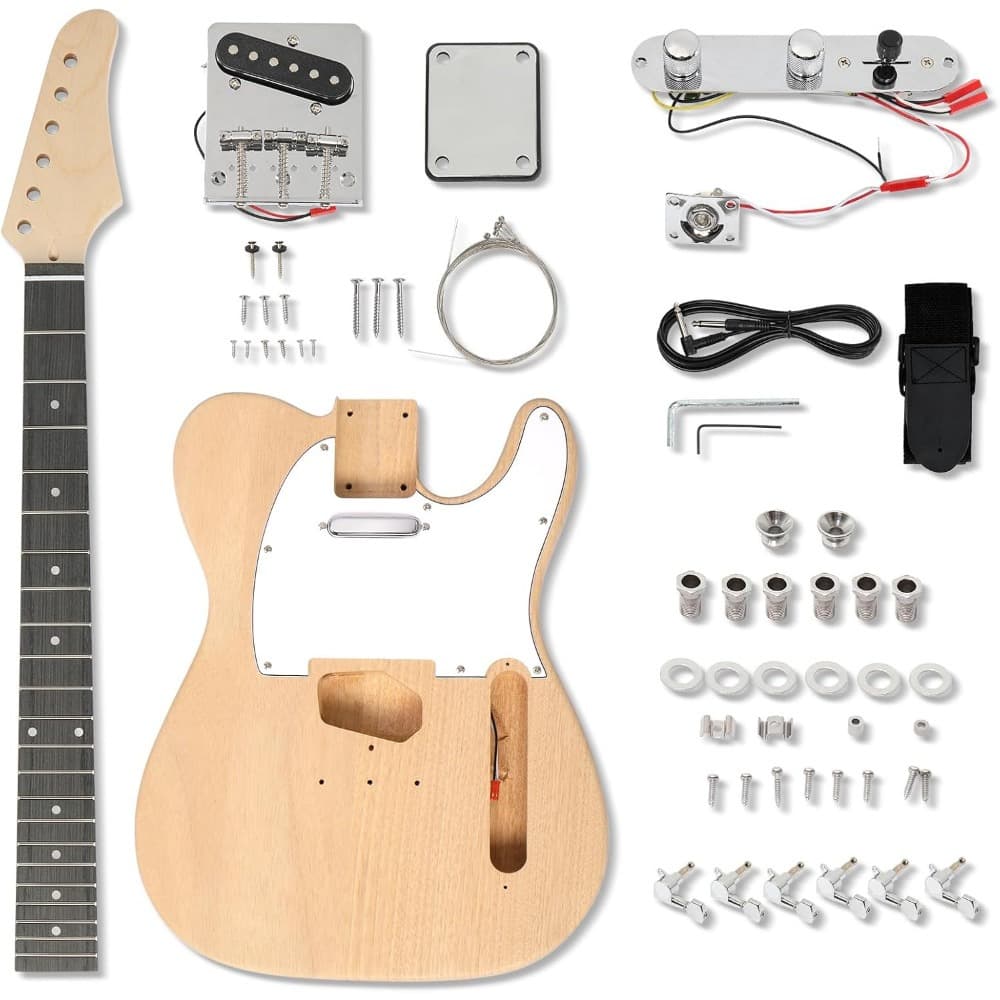 TEMU Guitar Kit With Body, Fingerboard And Maple Neck, 6 String Electric Guitar Kit With , & Full Equipment To Build Your Own Guitar