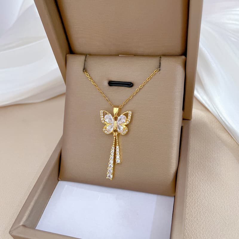 TEMU 1pc Golden Plated Pendant Necklace With Cubic Zirconia, Elegant Gift For Women, Birthday, Anniversary, Valentine's Day, Wedding, Party