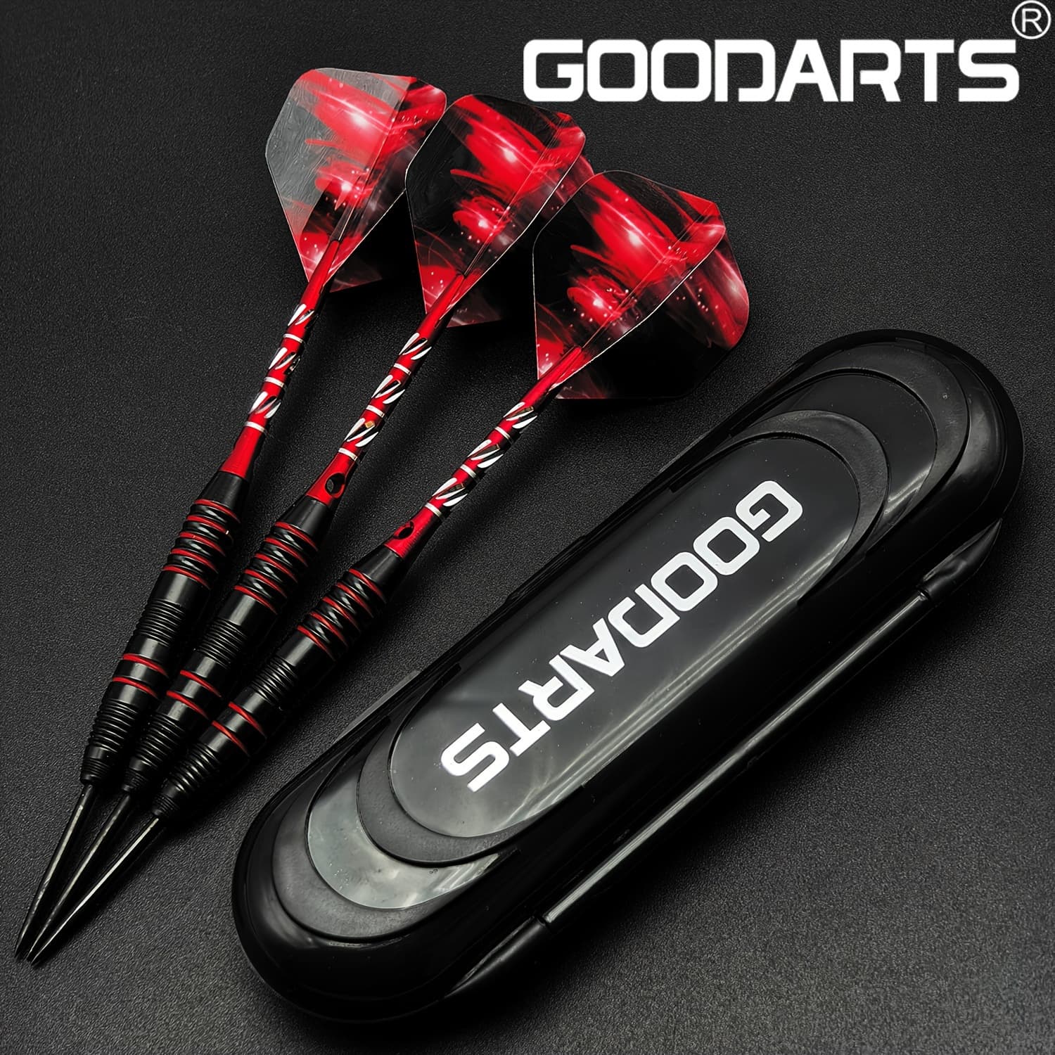 TEMU Light And Shadow Series Metal Dart Set- 3pcs Professional 22 Metal Tip Darts, Business Gift, With Plastic Case, 3 Plastic Replacement Shafts, 6 -rings, Rings