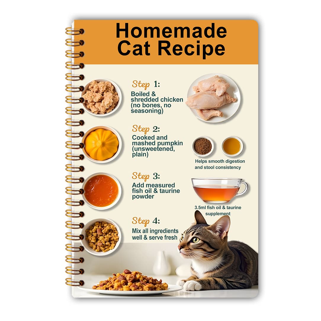TEMU 1pc Notebook: Homemade Cat Food Recipe Notebook - Step-by- Meals, Vet-friendly Ingredients Planner For Cat Owners