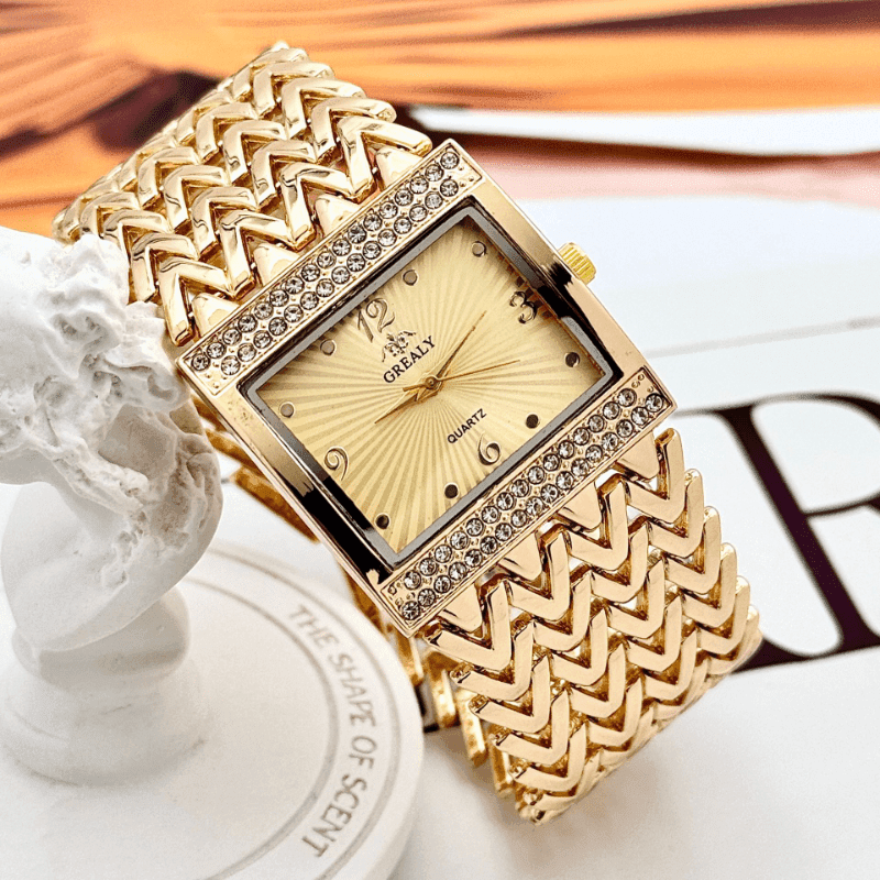 TEMU Women' Wave Watch With Wide Band - Minimalist Quartz /watch Suitable For Daily Wear, Office & - Alloy Case & Strap