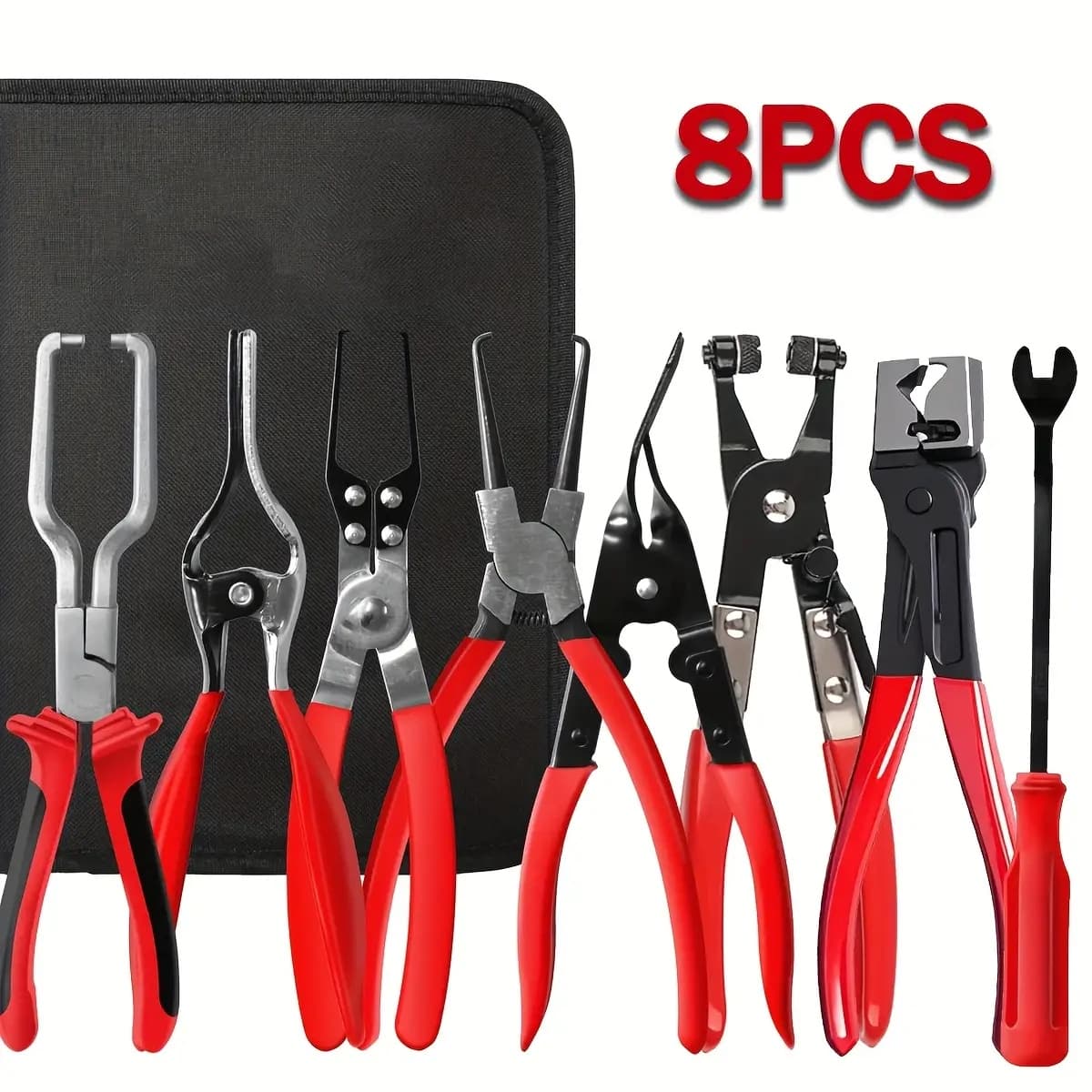 TEMU Set Of 8 Tools For Disconnecting Fuel Lines, Including Hose Clamps, Removal Pliers, Electrical Disconnect Tools, Push Pin Tools, Relay Puller, Panel Clip Remover, And Filter Caliper