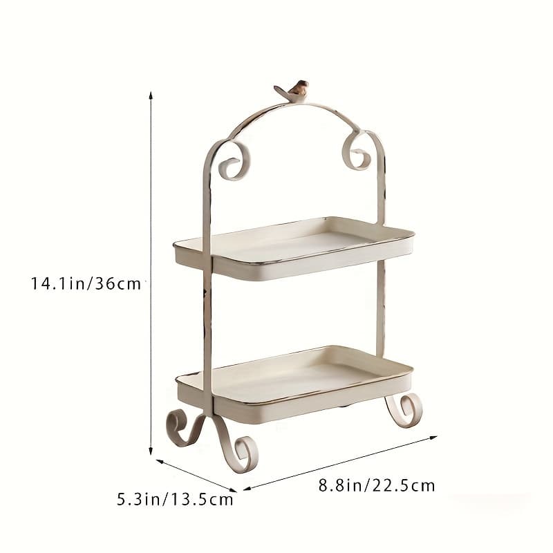 TEMU Metal Tiered Tray, Rustic -tier Organizer With Bird Accent, Distressed Country Decor For Christmas, Halloween, Easter, Thanksgiving & Home Display, Non-food Contact