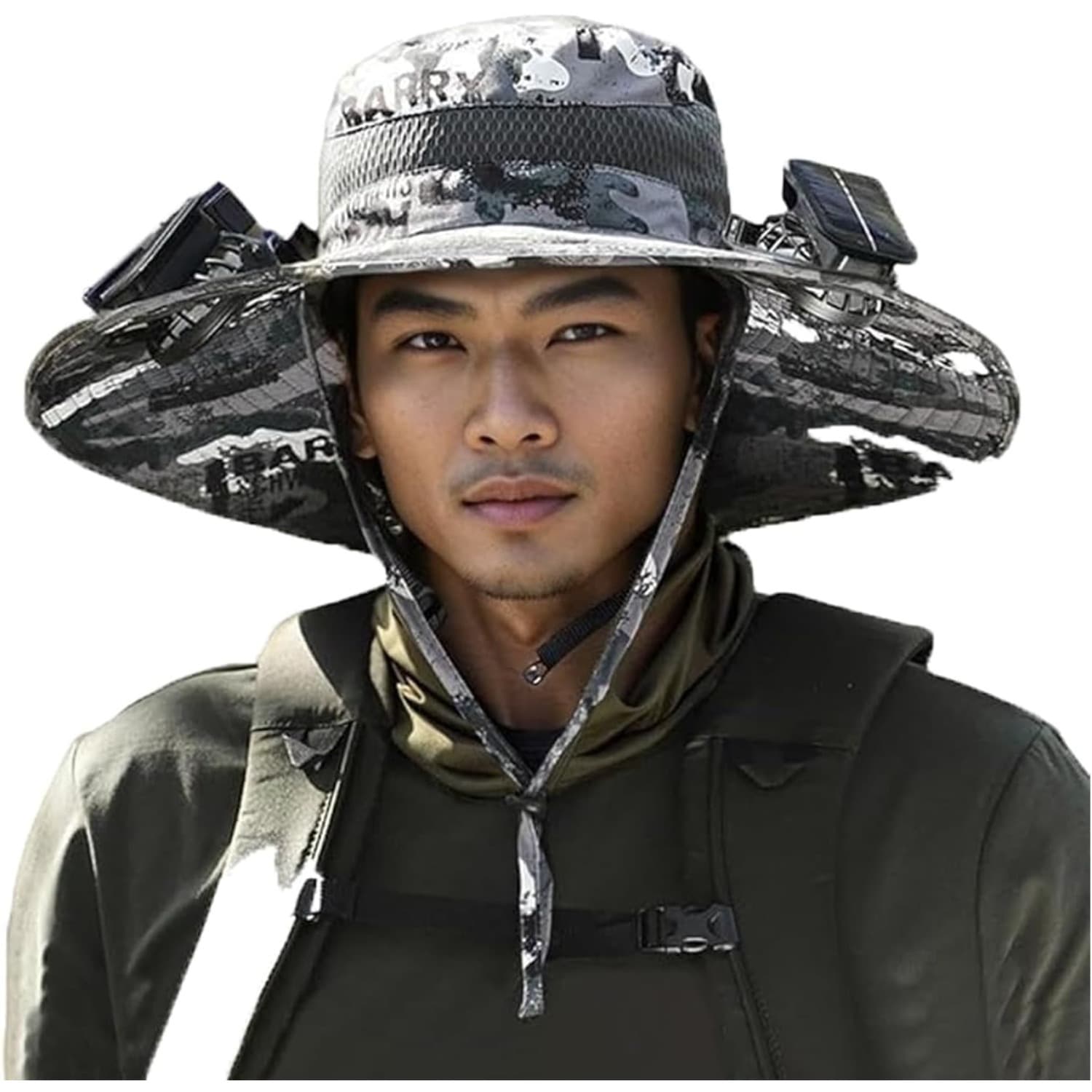 TEMU Wide-brimmed Sun Hat With Solar Fan, Suitable For Men's Outdoor Activities Such As Fishing, Beach, Hiking, Etc.(us, , Camouflage)