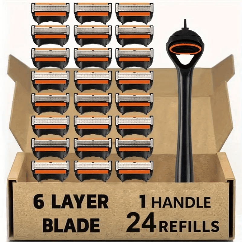TEMU Men's 6-layer Safety Shaver, Men's Manual Shaver Set, Used For Beard And Beard Trimming - And Clean, Providing A Smooth Shaving Experience