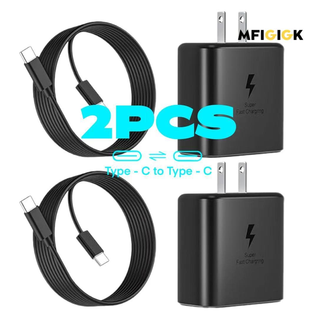 TEMU 2pcs 45w Super Fast Charger Type C, Usb C Phone Charger Fast Charging Cord With Cable Compatible With Ultra/ S25/ S24/ Ultra/ Ultra/ Ultra/ 10 Plus/ Tab S8 Mfigigk