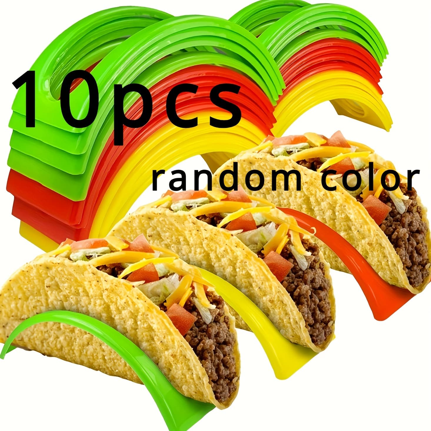 TEMU 10 Colorful Taco Holders - Random Colors - Durable Pp Plastic Material, Suitable For Home And Restaurant Soft Or Hard Shell Tacos