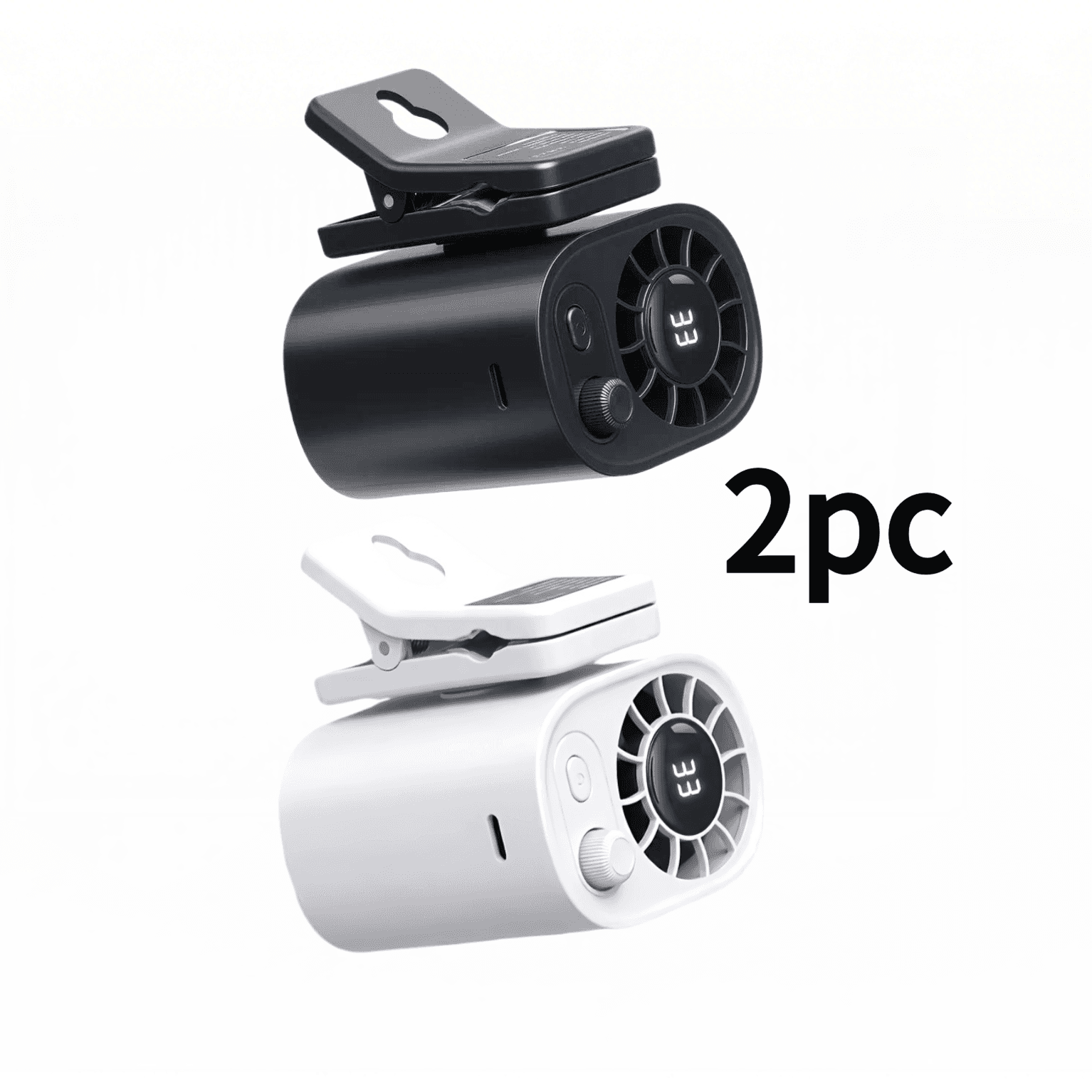 TEMU 2pcs Usb Rechargeable Clip-on Car Fan, With Adjustable Wind Speed And Sunshade, Mini Portable Silent Cooling Fan, Suitable For Cars, Trucks, Suvs, And Trips