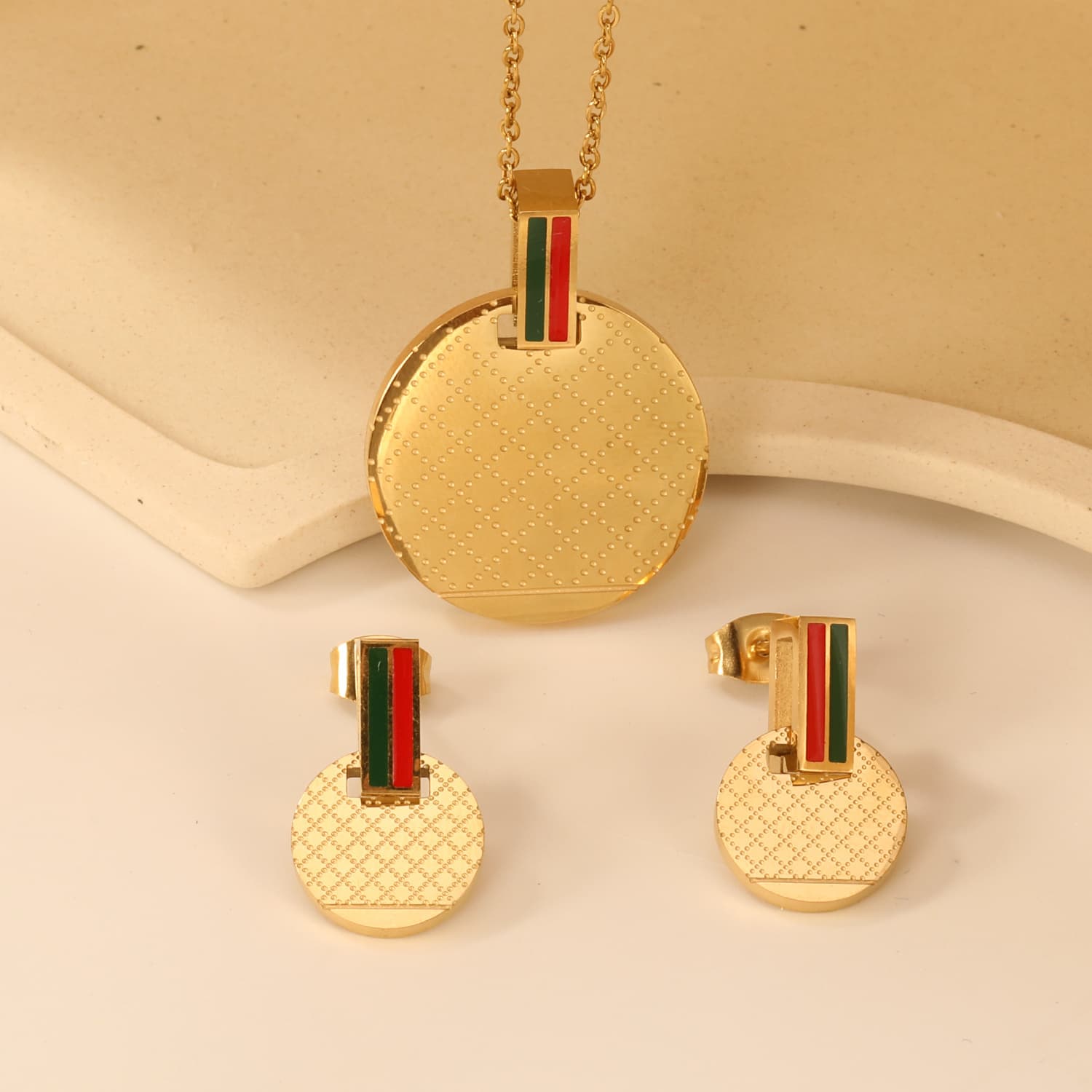 TEMU 1 Set Earrings Necklace, Fashionable Individual Circular Geometric Trade Internet Celebrity Jewelry Set, Matching Premium Wear, Suitable For Parties, Banquets, Music Festivals
